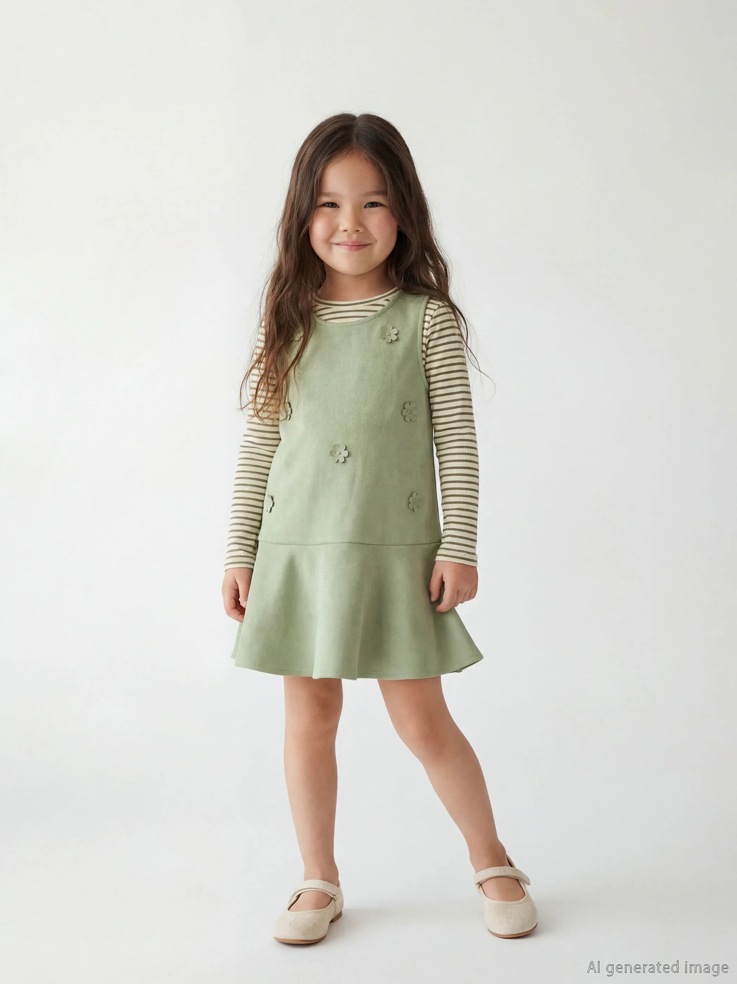 Kids Floral Faux Suede Girls' Dress Set
